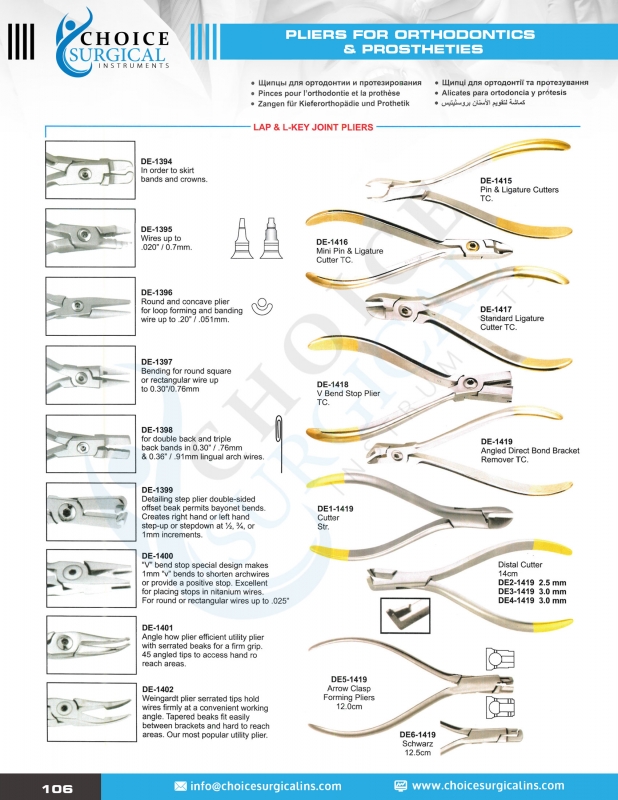 Pliers For Orthodontics & Prostheties